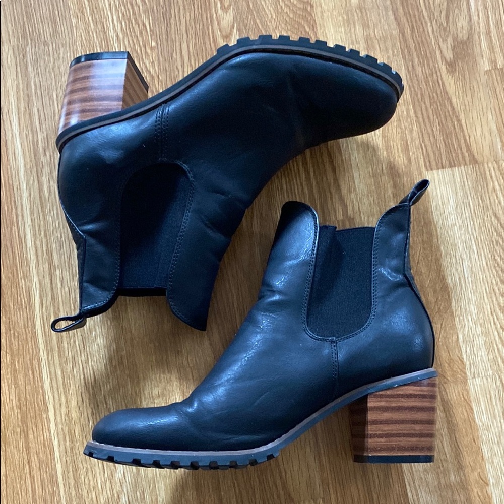 Black Leather Ankle Boots